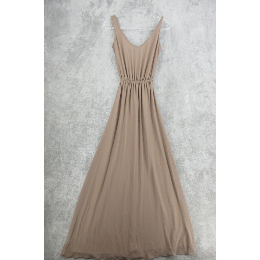 Show Me Your Mumu Dress Womens Size XXS Kendall Maxi Chiffon Party Wedding Brown